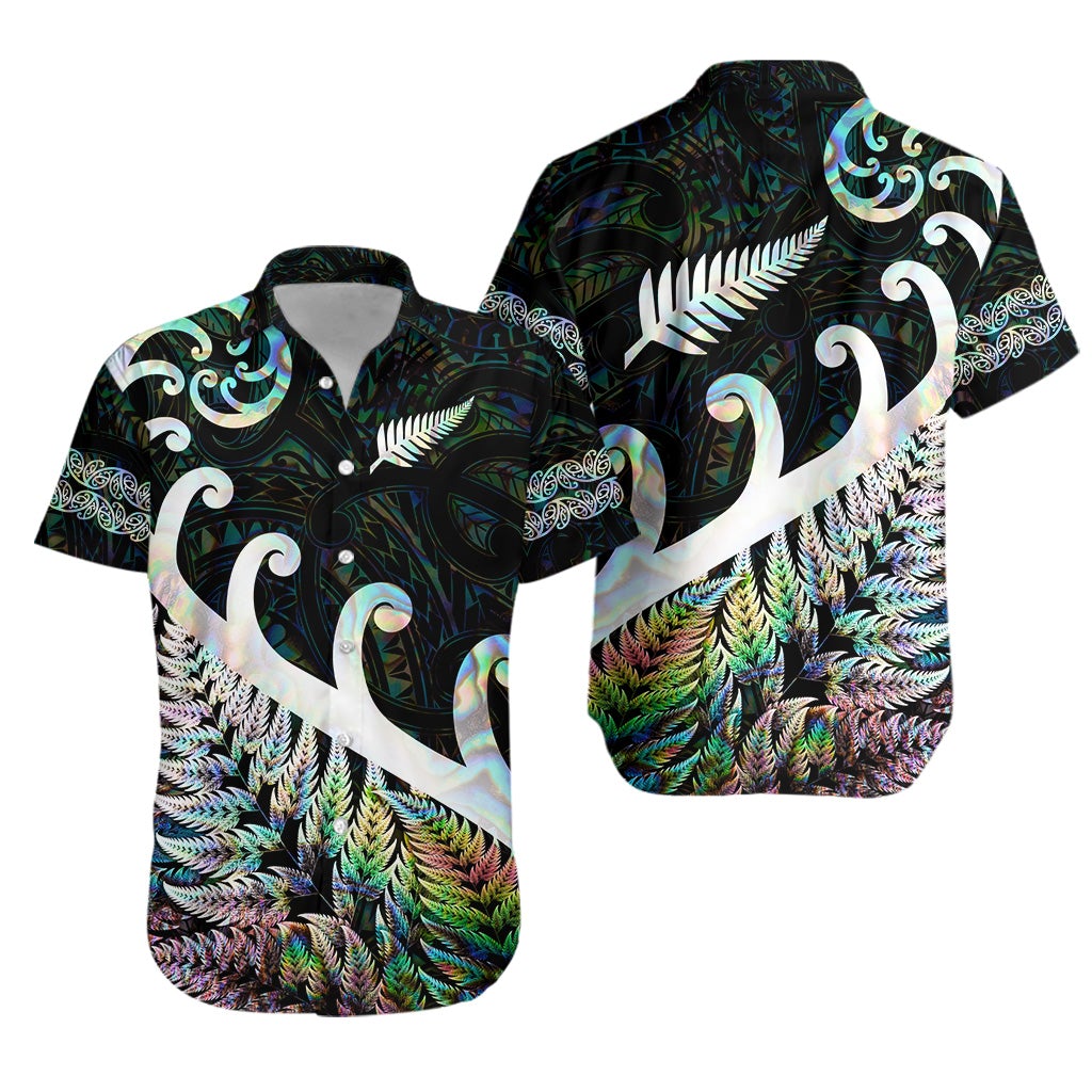 New Zealand Rugby Maori Hawaiian Shirt Silver Fern Koru Vibes Paua Shell LT8 - Wonder Print Shop