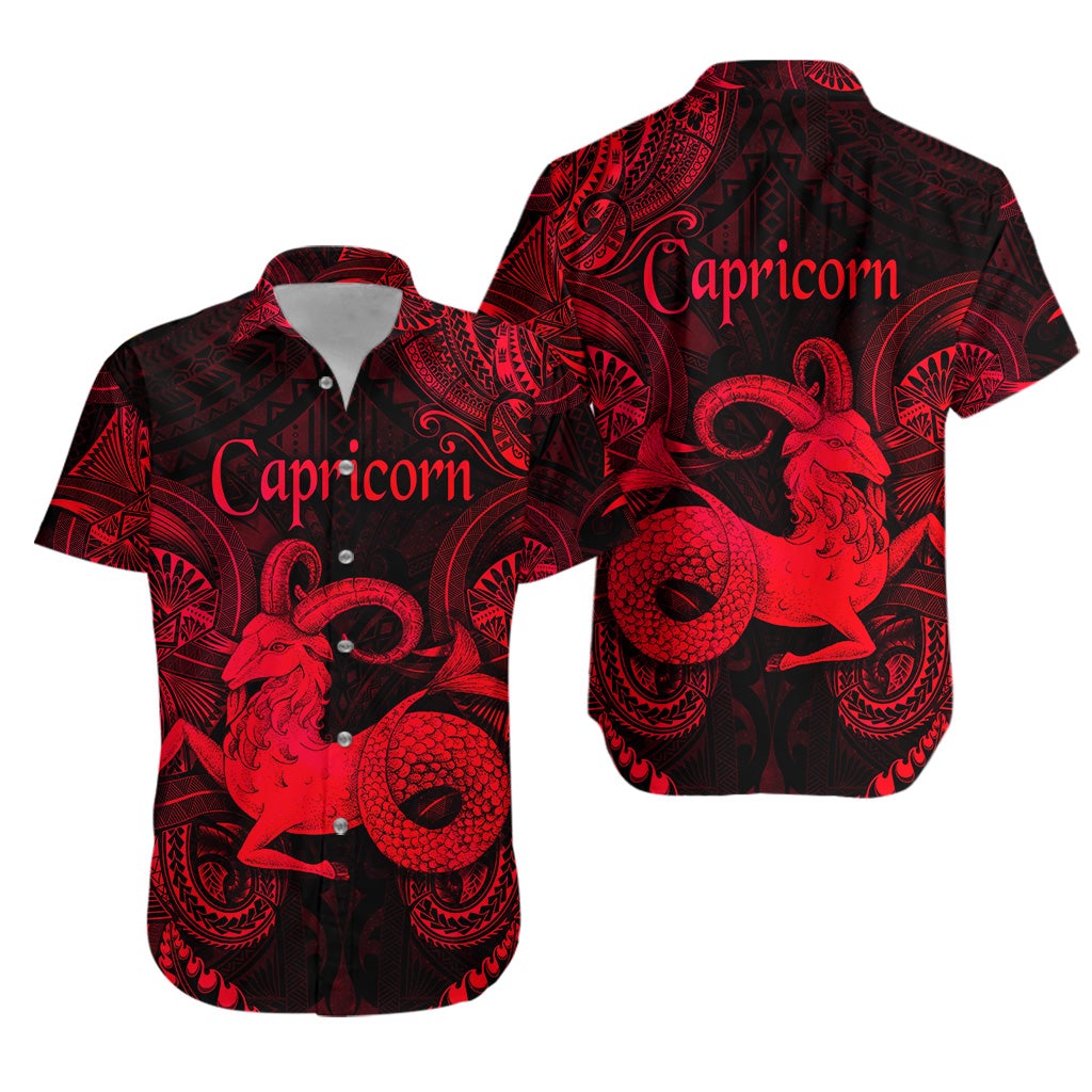 Capricorn Zodiac Polynesian Hawaiian Shirt Unique Style - Red LT8 - Wonder Print Shop