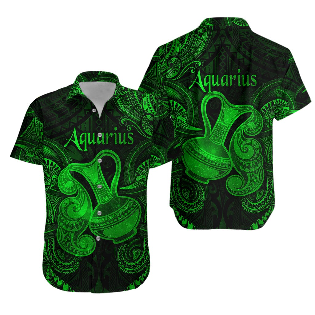 Aquarius Zodiac Polynesian Hawaiian Shirt Unique Style - Green LT8 - Wonder Print Shop