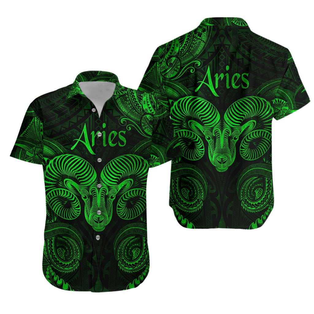 Aries Zodiac Polynesian Hawaiian Shirt Unique Style - Green LT8 - Wonder Print Shop