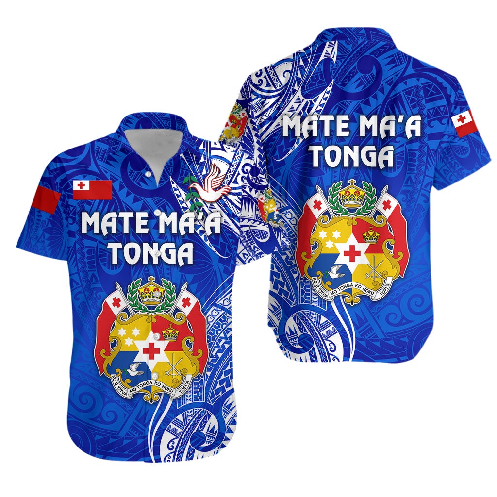 Tonga Coat Of Arms Hawaiian Shirt Simple Vibes Blue LT8 - Wonder Print Shop