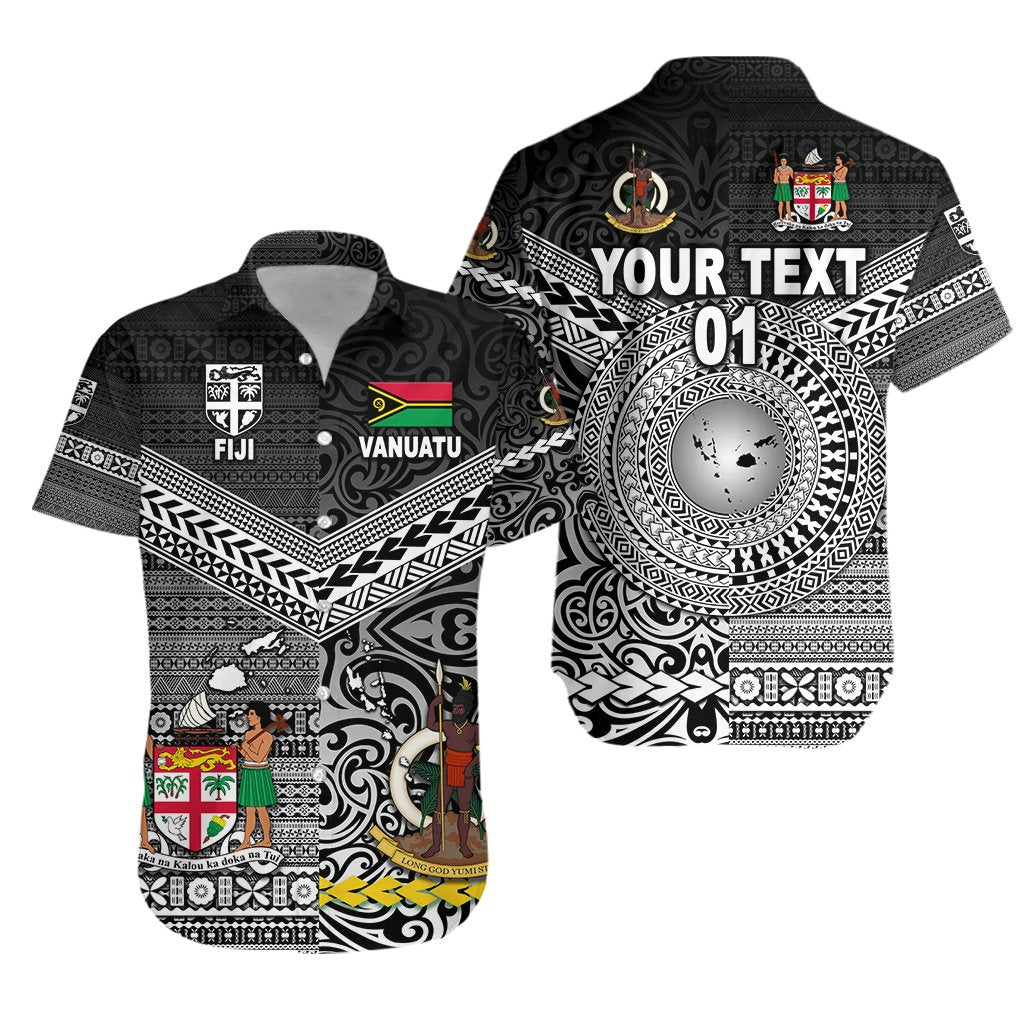 (Custom Personalised) Vanuatu And Fiji Hawaiian Shirt Together - Black, Custom Text And Number LT8 - Wonder Print Shop