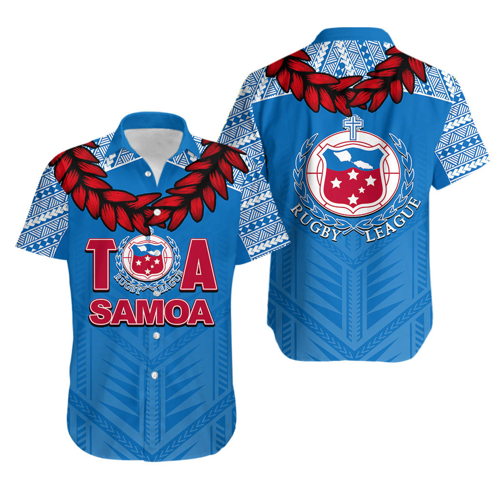 Toa Samoa Ula Fla Rugby Hawaiian Shirt Blue Sky Jersey 2022 LT6 - Wonder Print Shop