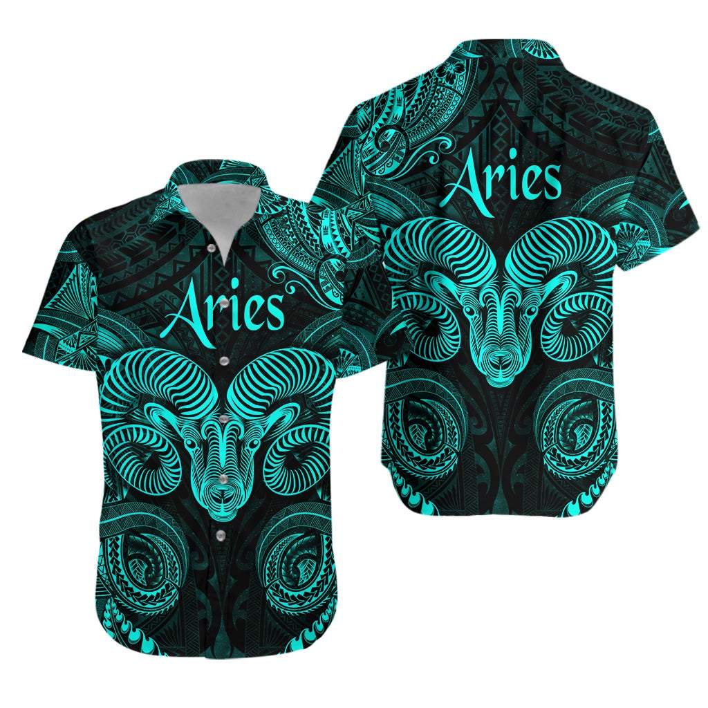 Aries Zodiac Polynesian Hawaiian Shirt Unique Style - Turquoise LT8 - Wonder Print Shop