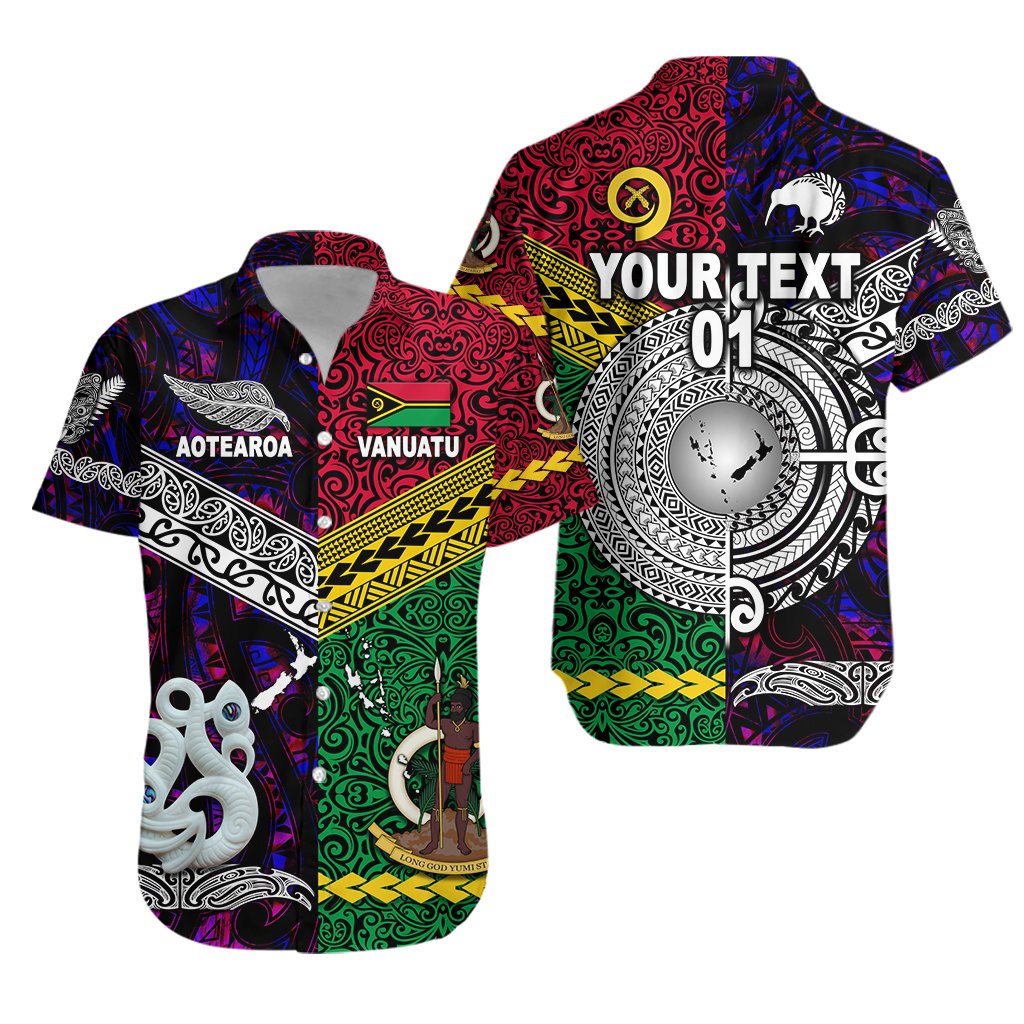 (Custom Personalised) Vanuatu And New Zealand Hawaiian Shirt Together - Purple, Custom Text And Number LT8 - Wonder Print Shop