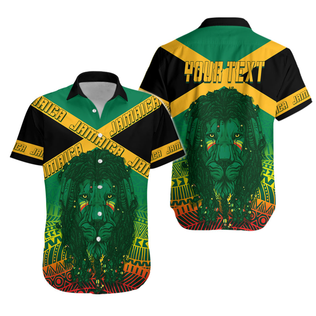 Jamaica Personalised Hawaiian Shirt Rastafari Lion Mix Kente - Wonder Print Shop