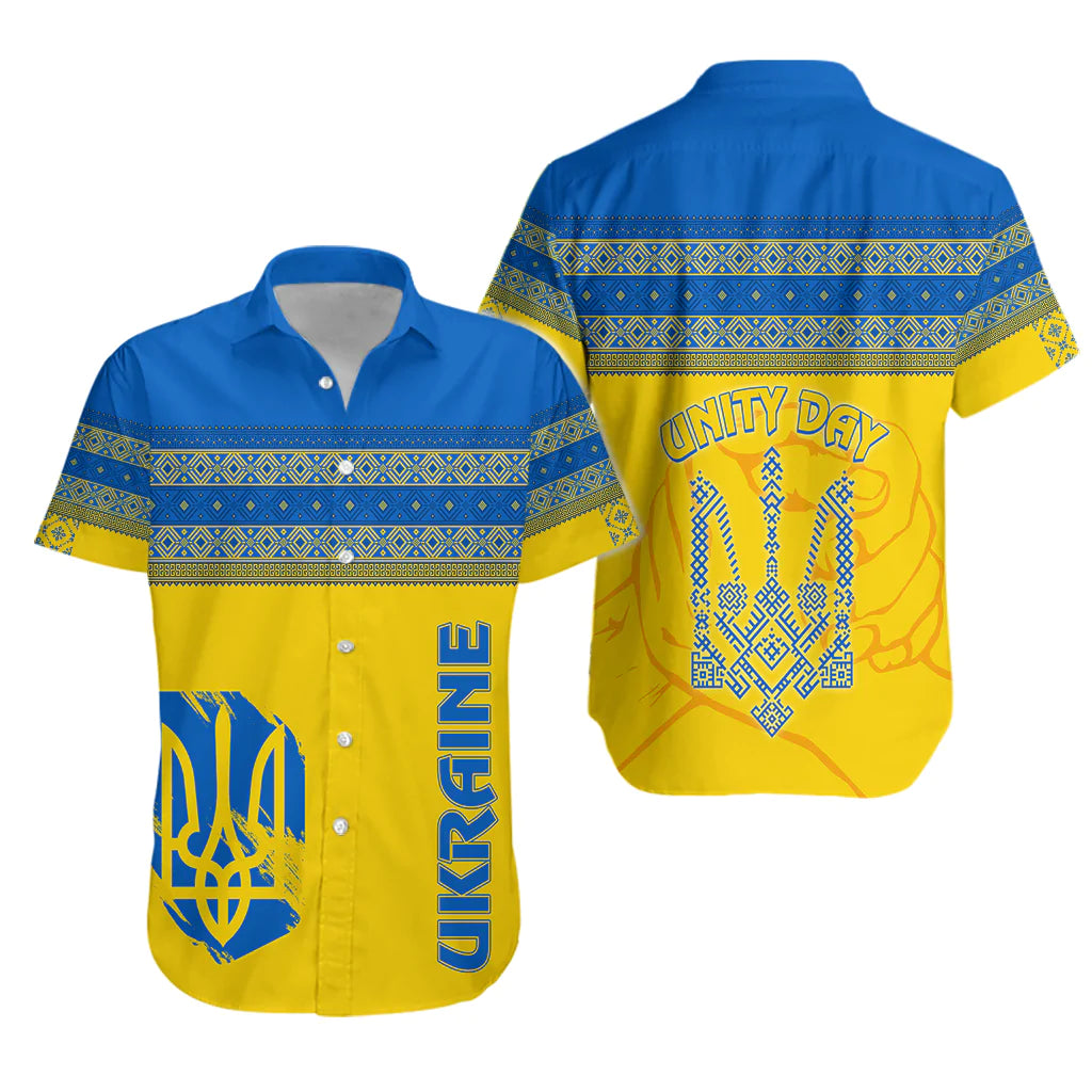 Ukraine Unity Day Hawaiian Shirt Folk Style - Wonder Print Shop