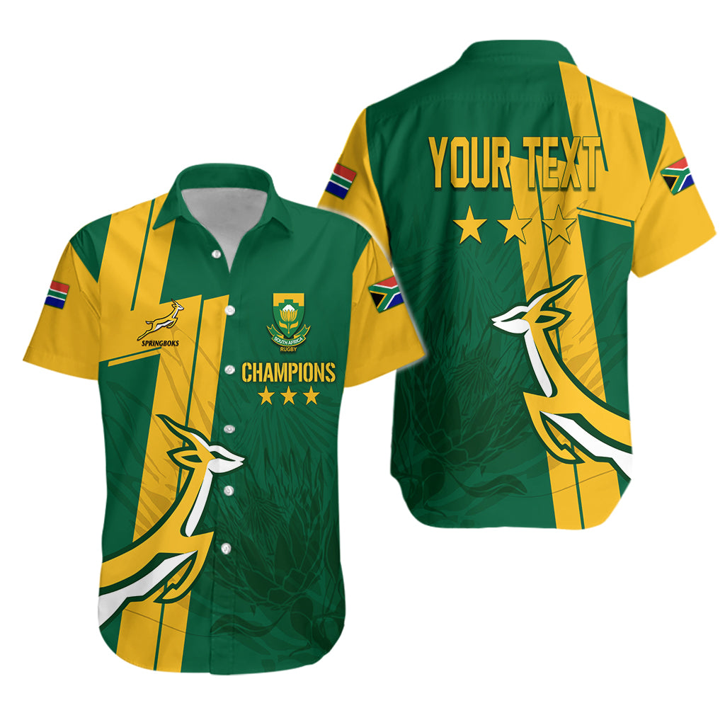 Personalised South Africa Hawaiian Shirt Rugby 7s 2022 Champion Springboks - Wonder Print Shop