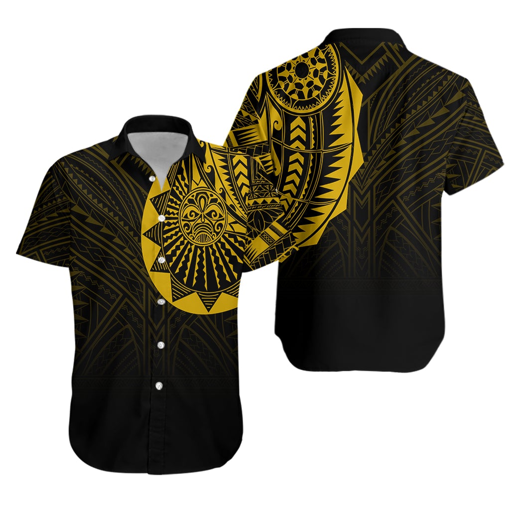 Polynesian Full Sleeve Tattoo Hawaiian Shirt Gold Vibes - Wonder Print Shop