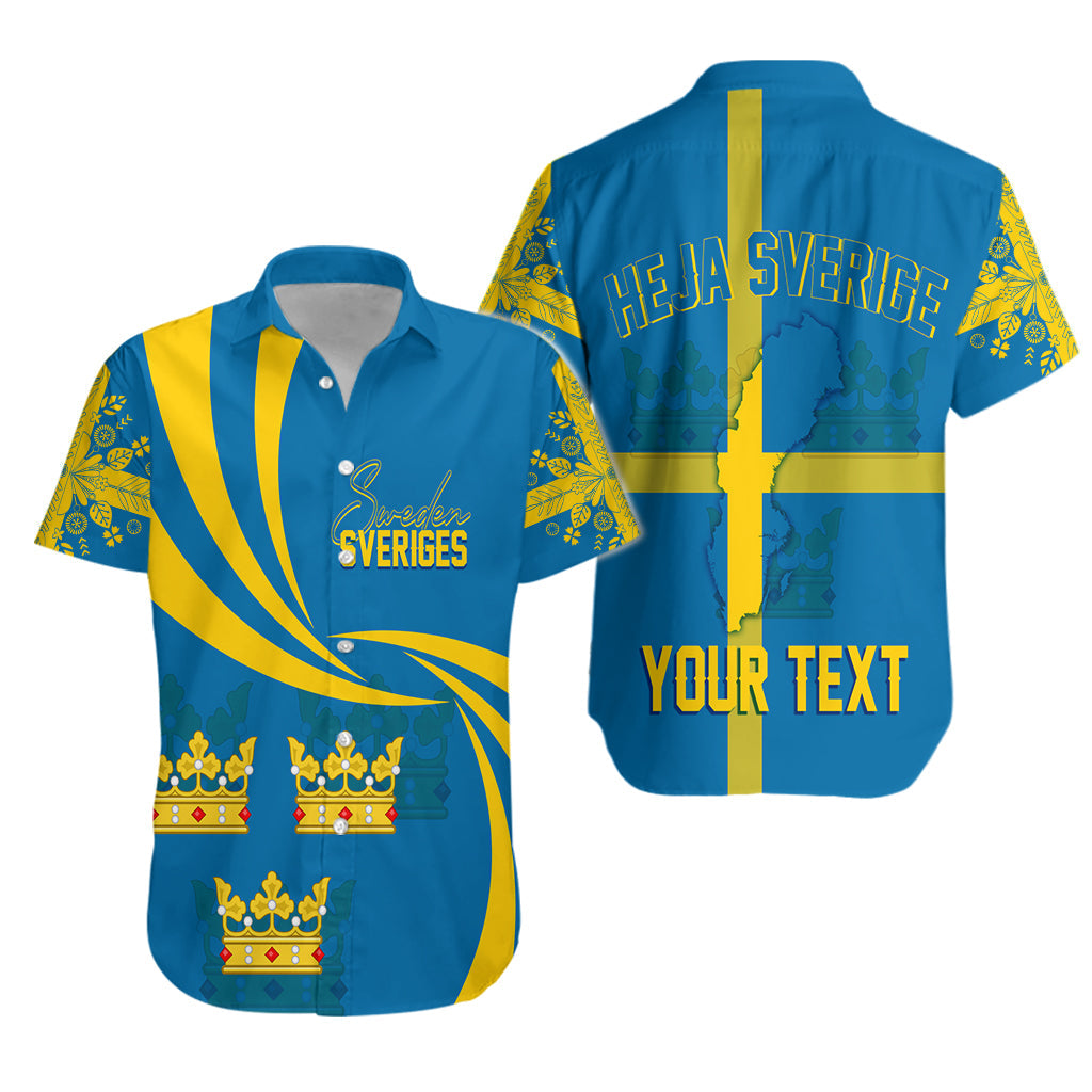 Sweden Three Crowns Personalised Hawaiian Shirt Heja Sverige - Wonder Print Shop