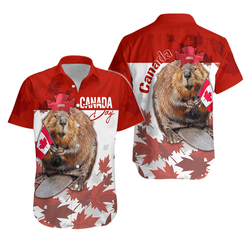 Canada Day Hawaiian Shirt Patriot Beaver Mix Maple Leaf - Wonder Print Shop