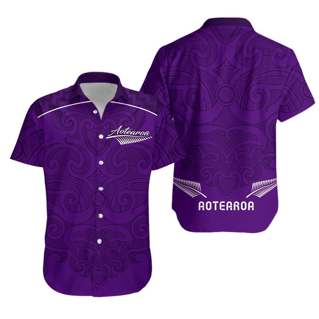 Maori 2021 Hawaiian Shirt - Purple Aotearoa Tattoo LT13 - Wonder Print Shop