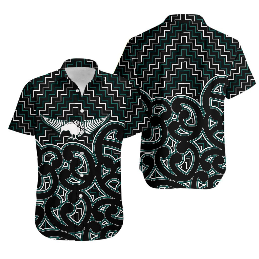 New Zealand Hawaiian Shirt Maori Graphic Tee patterns Green LT6 - Wonder Print Shop