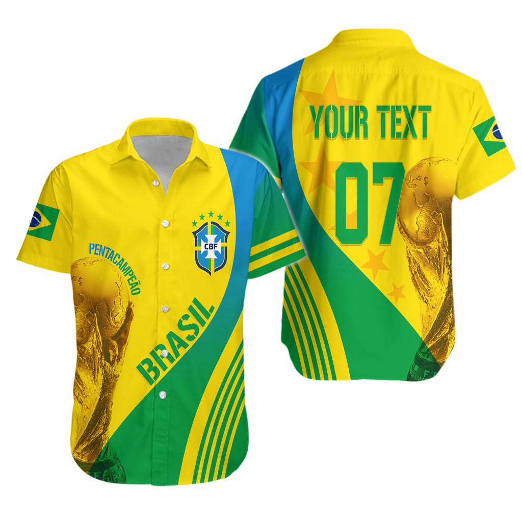 Personalised Brazil Hawaiian Shirt World Cup 2022 Pentacampe o - Wonder Print Shop