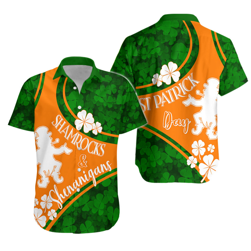 Saint Patrick Day Hawaiian Shirt Shamrocks And Shenanigans - Irish Flag Style - Wonder Print Shop