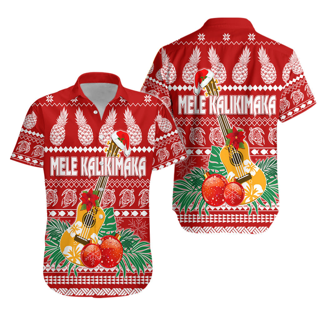 Hawaii Christmas Hawaiian Shirt Mele Kalikimaka - Ukulele - Wonder Print Shop