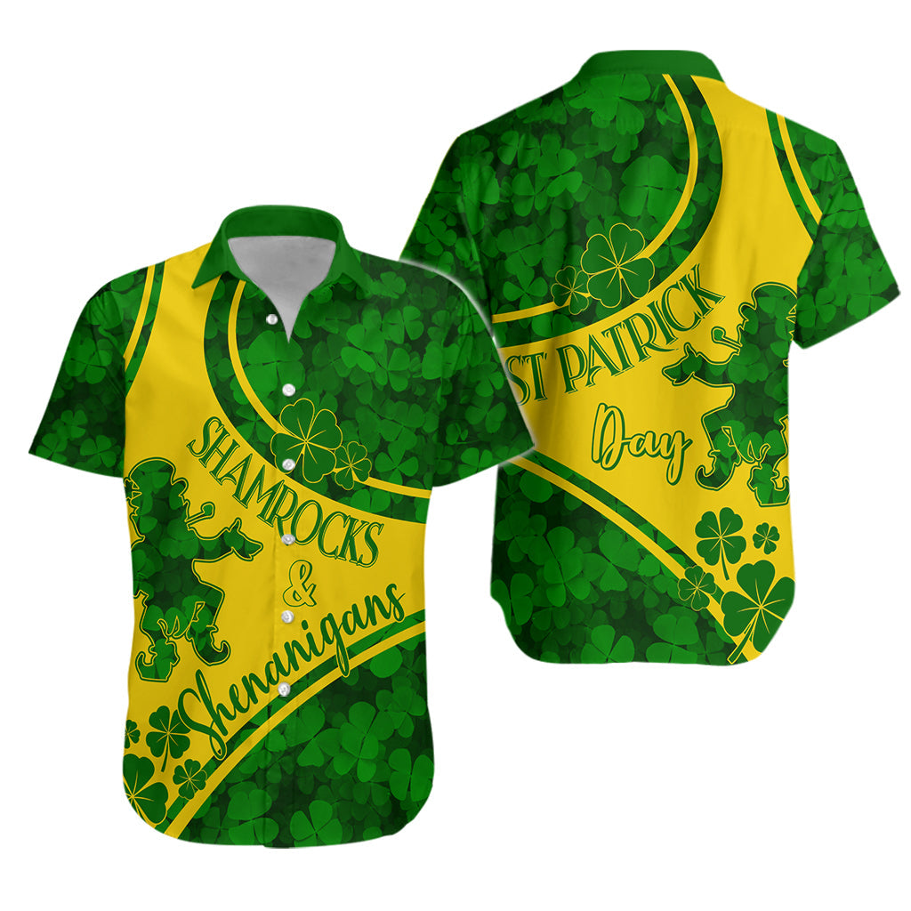 Saint Patrick Day Hawaiian Shirt Shamrocks And Shenanigans - Gold Style - Wonder Print Shop