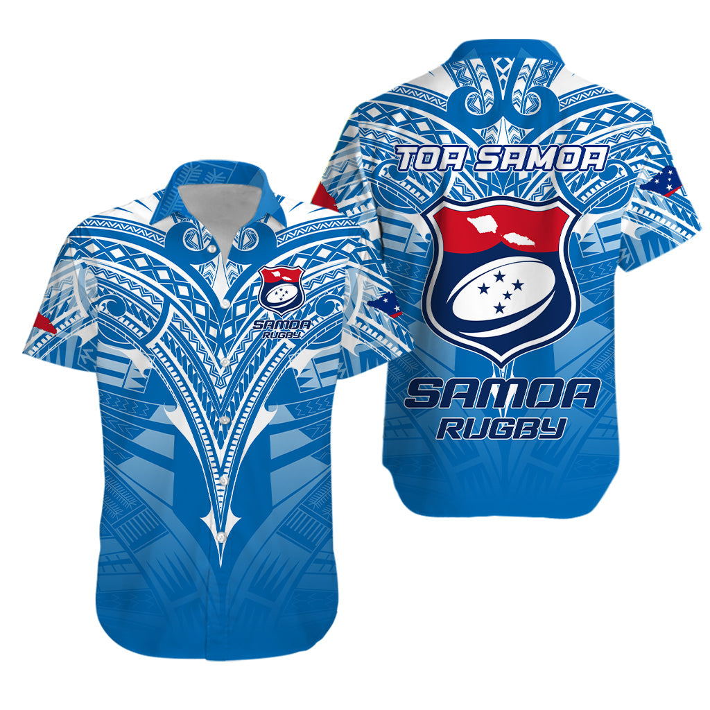 Samoa Rugby Toa Samoa Blue Style Hawaiian Shirt - LT2 - Wonder Print Shop