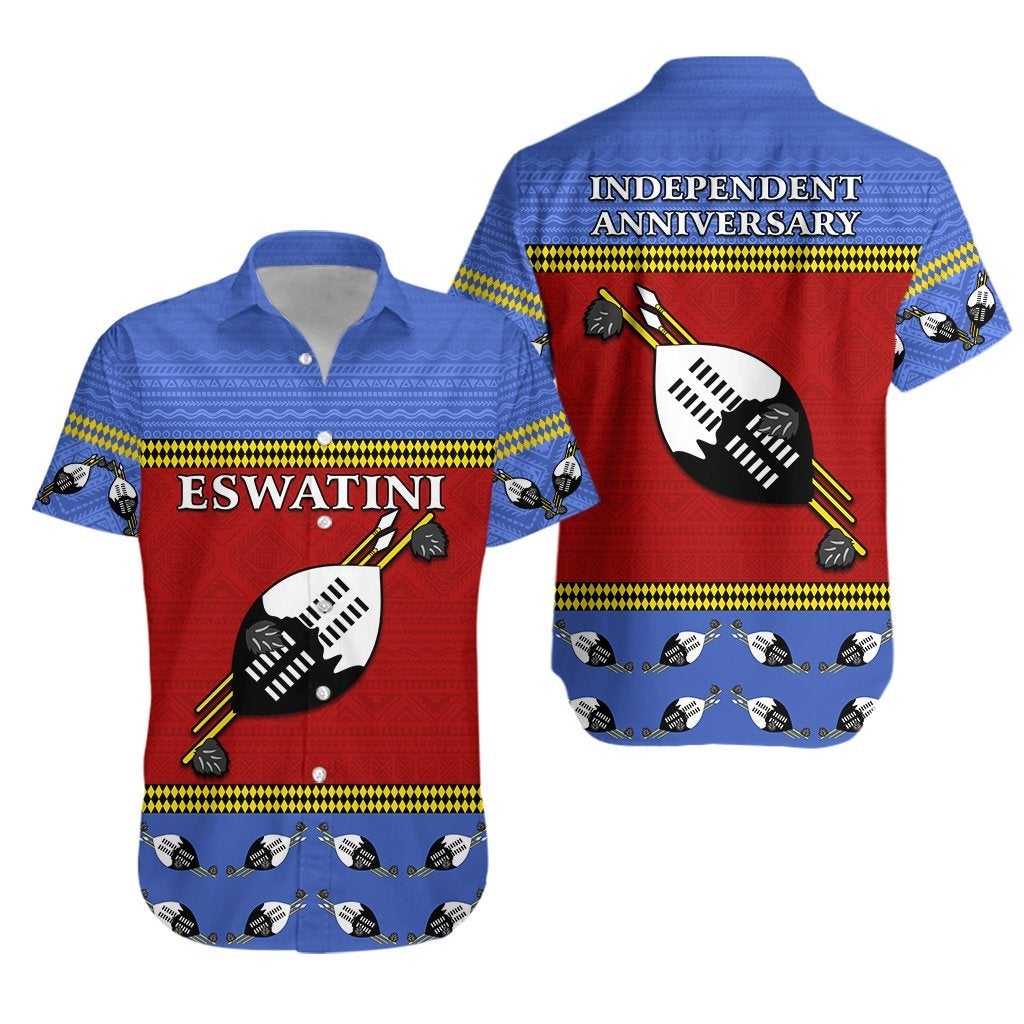 Eswatini Independent Anniversary Hawaiian Shirt - Flag and Shield Swaziland LT13 - Wonder Print Shop