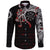 Viking Long Sleeve Button Shirt, Dragon and Vegvisir Blood Tattoo RLT12 - Wonder Print Shop