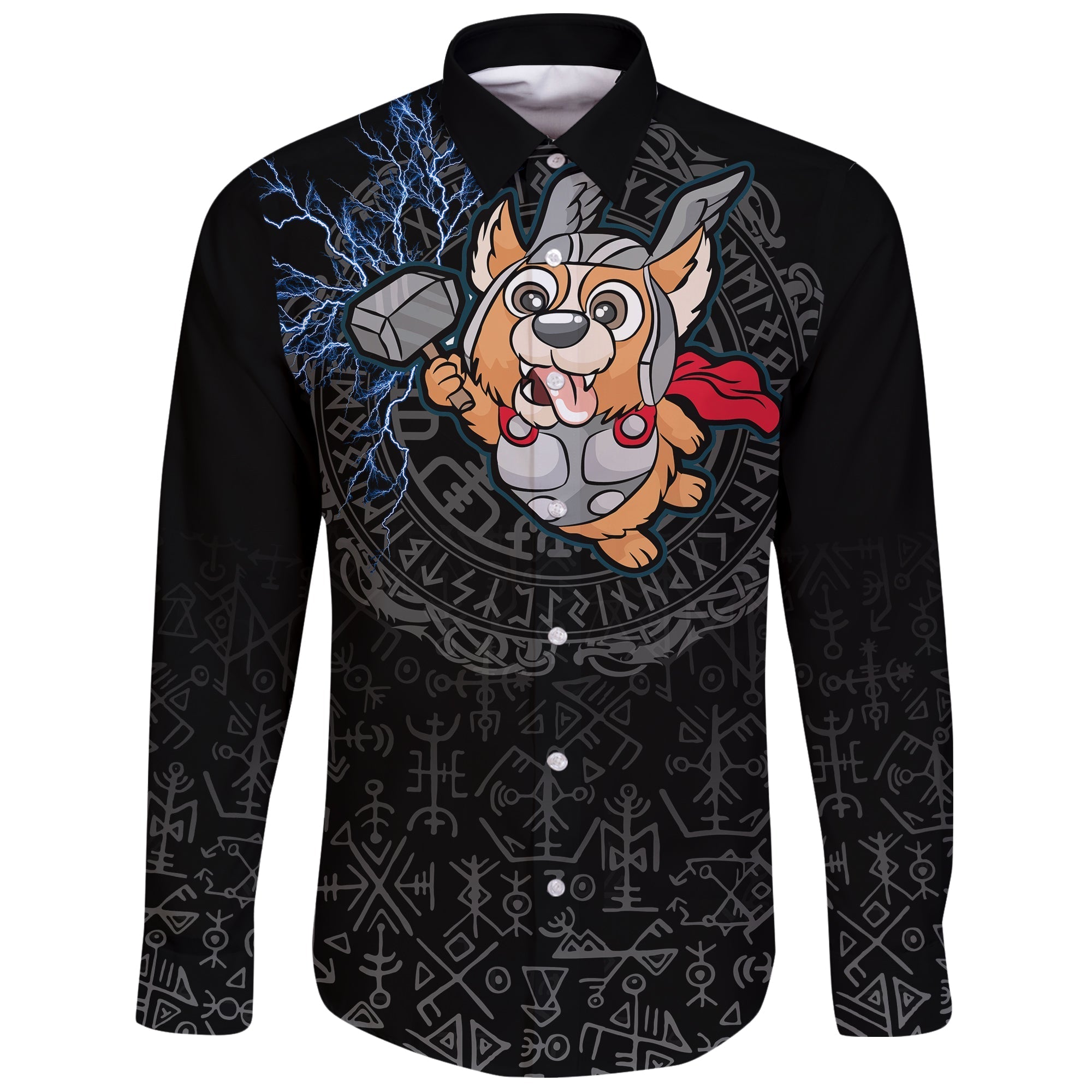 Viking Long Sleeve Button Shirt Thorgi RLT12 - Wonder Print Shop