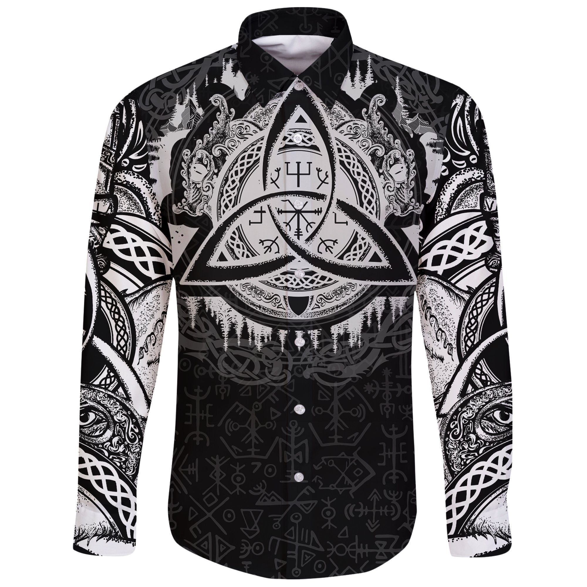 Viking Long Sleeve Button Shirt Dragon Celtic RLT12 - Wonder Print Shop