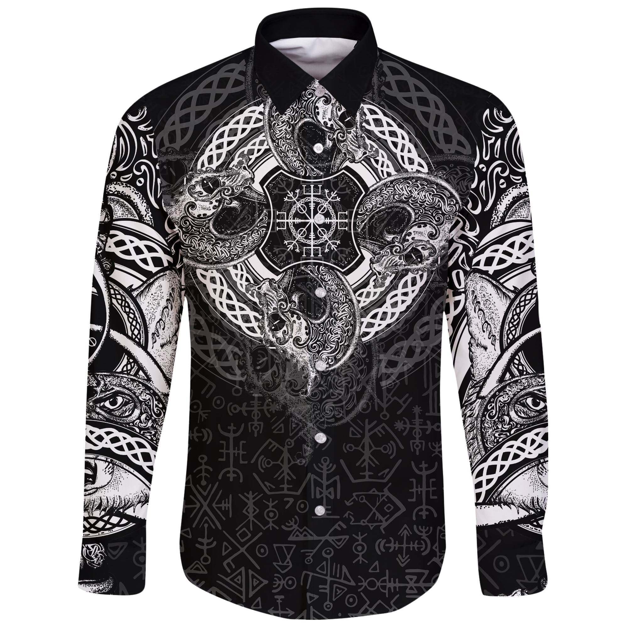 Viking Long Sleeve Button Shirt Dragon Celtic RLT12 - Wonder Print Shop