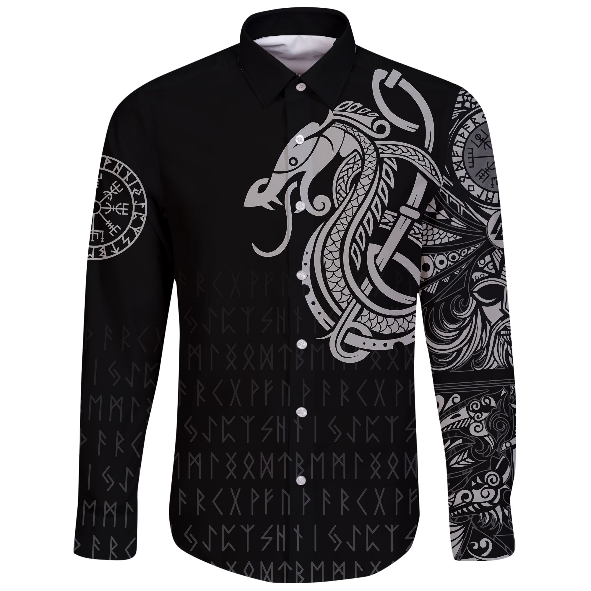 Viking Long Sleeve Button Shirt Dragon RLT12 - Wonder Print Shop