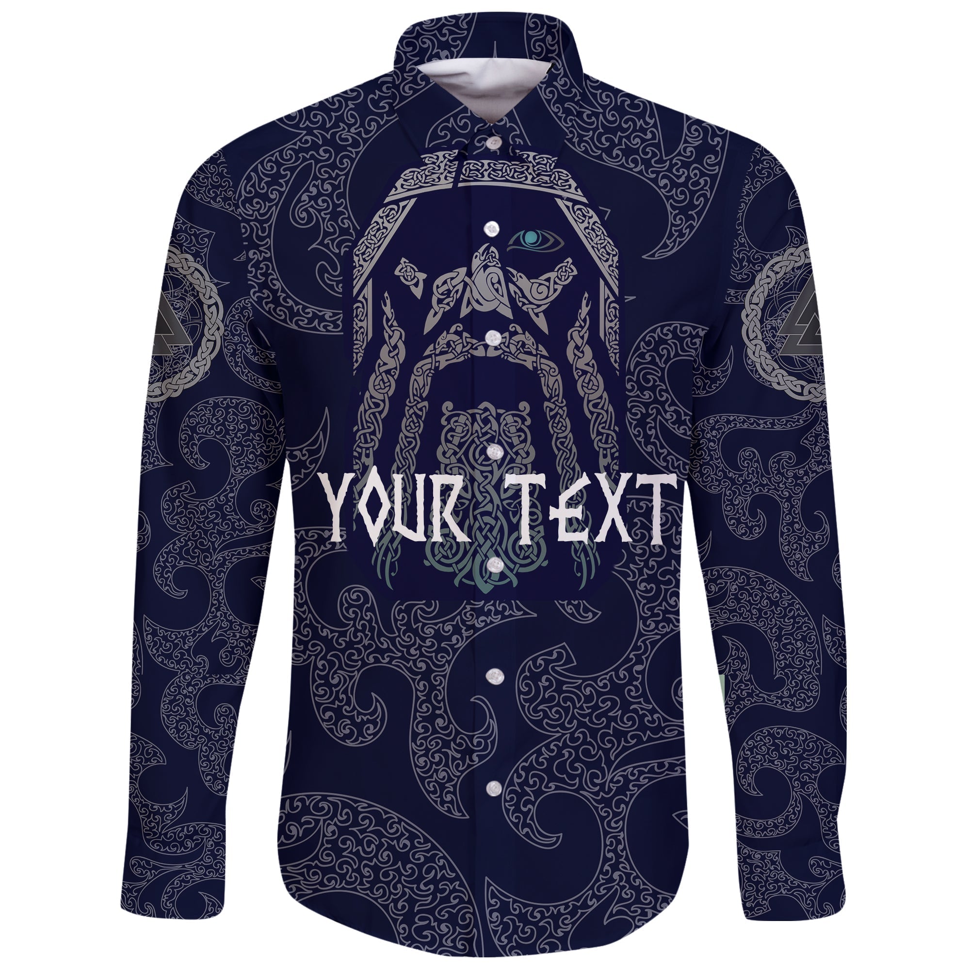 (Custom) Viking Long Sleeve Button Shirt Odin God Tattoo RLT12 - Wonder Print Shop