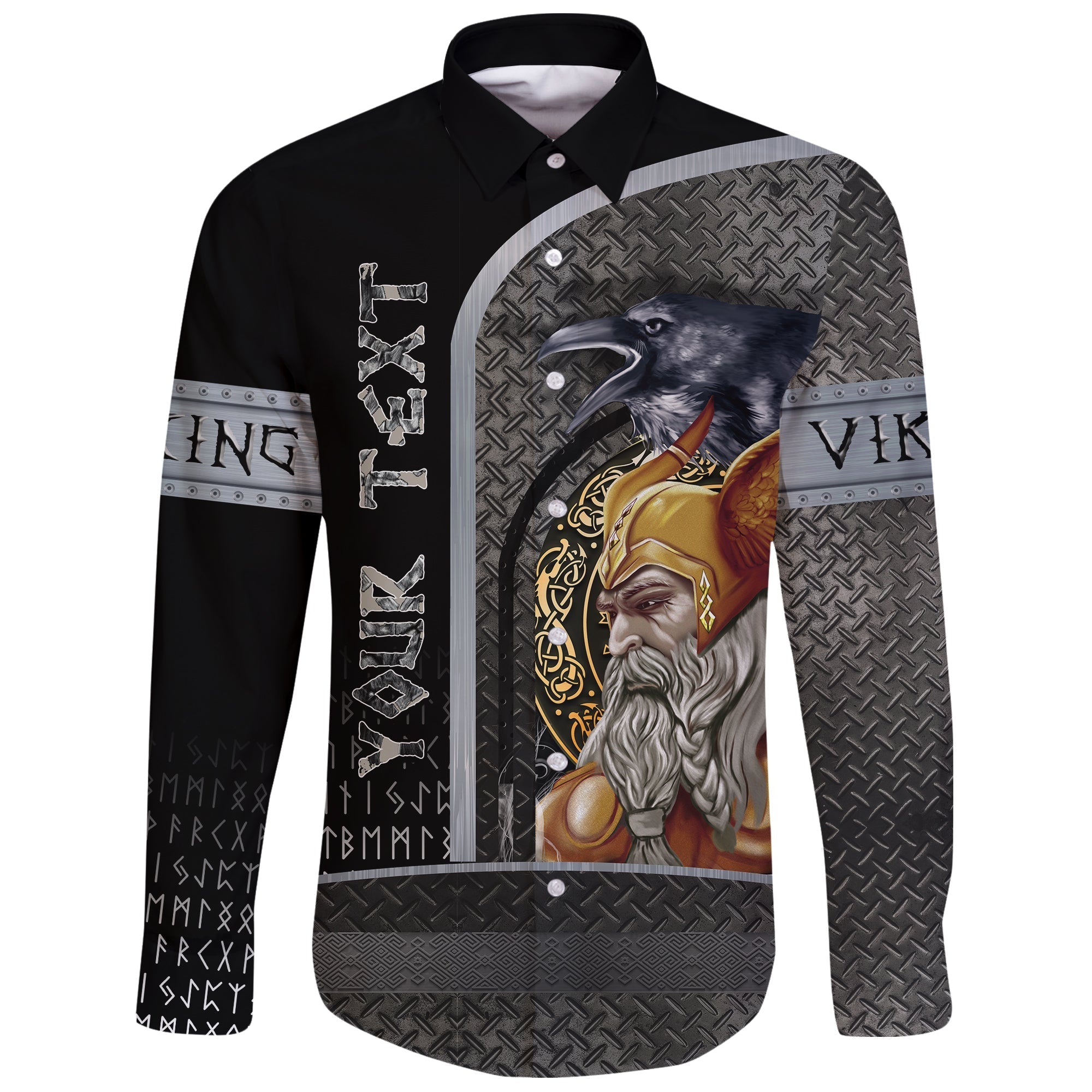 (Custom) Viking Long Sleeve Button Shirt - Odin Style Armor RLT12 - Wonder Print Shop