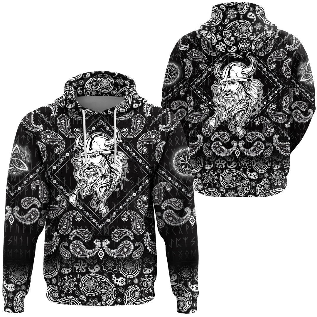 Viking Hoodie Head Viking with Bandana Paisley Style RLT12 - Wonder Print Shop