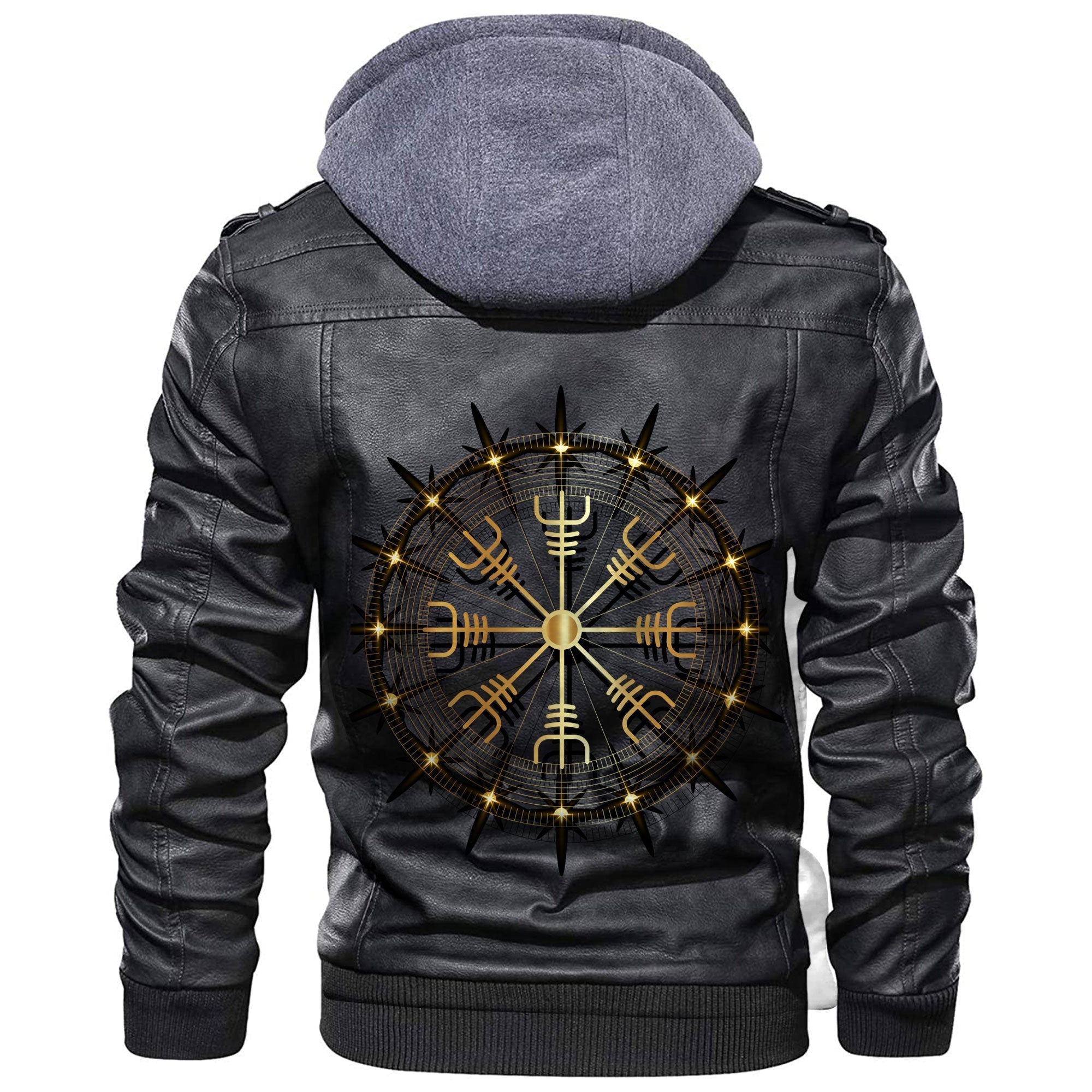 Viking Helm Of Awe Icelandic Magical Stave Leather Jacket RLT12 - Wonder Print Shop