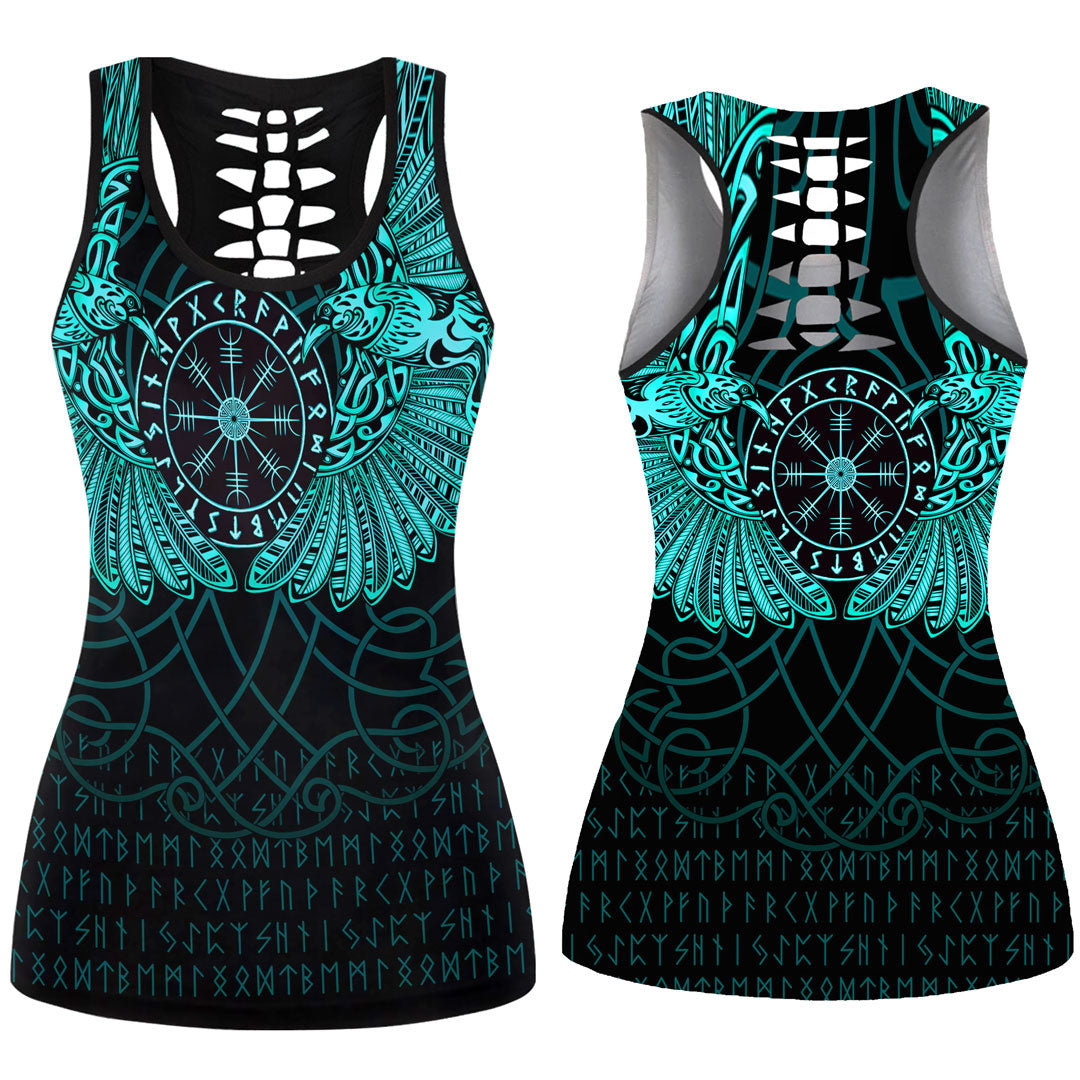 viking-clothing-viking-odins-celtic-two-ravens-cyan-version-hollow-tank-top