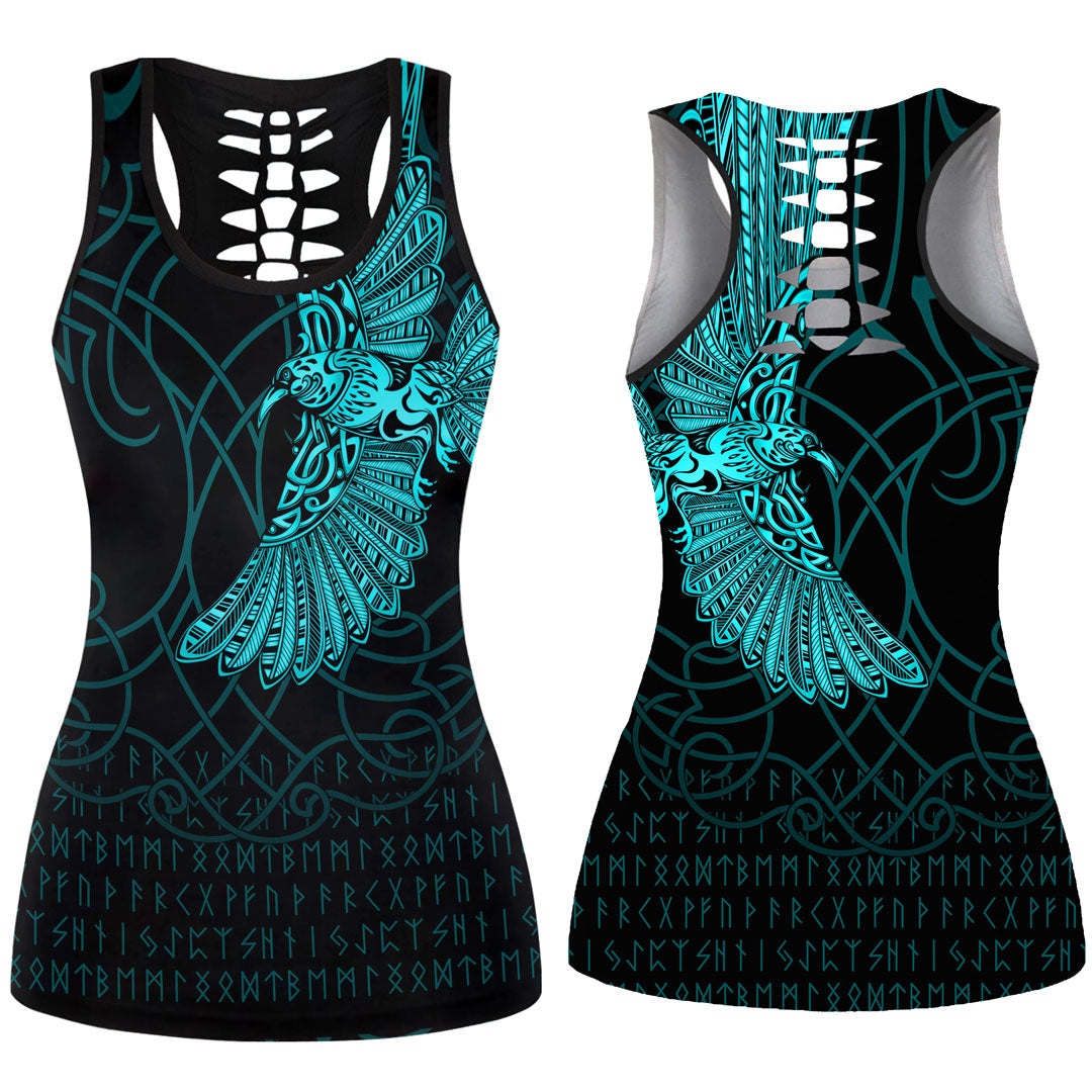 viking-clothing-viking-odins-celtic-ravens-cyan-version-hollow-tank-top