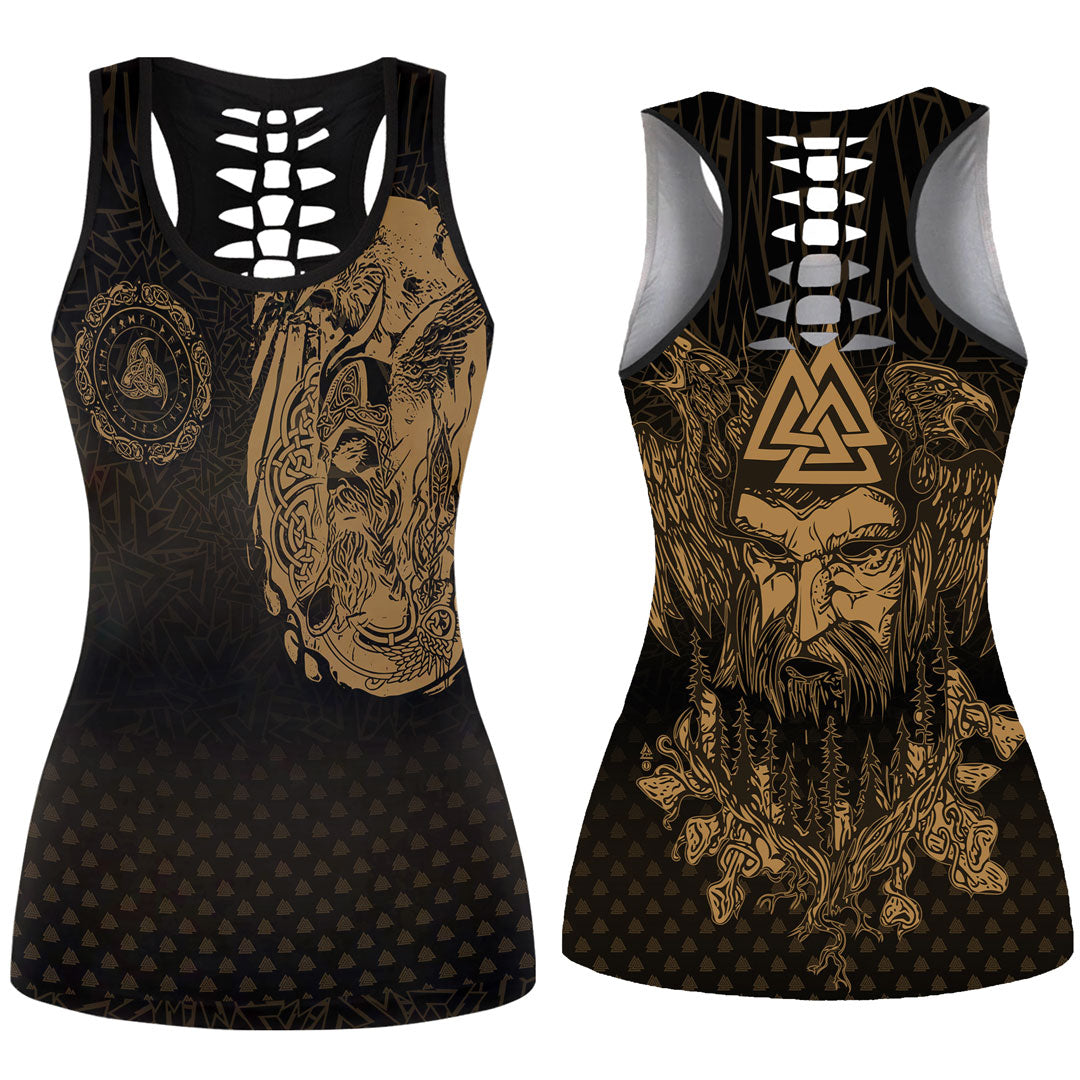 viking-clothing-viking-odin-raven-tattoo-style-gold-version-hollow-tank-top