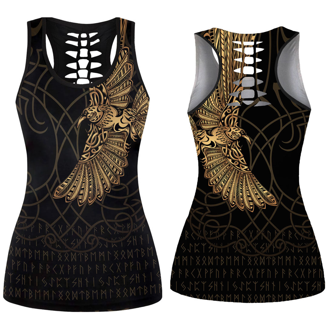 viking-clothing-viking-odins-celtic-ravens-gold-version-hollow-tank-top