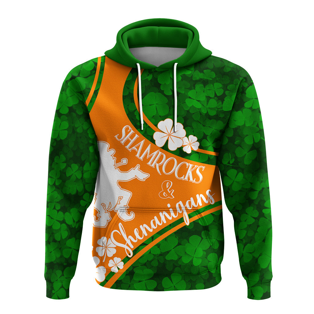 Saint Patrick Day Hoodie Shamrocks And Shenanigans - Irish Flag Style - Wonder Print Shop