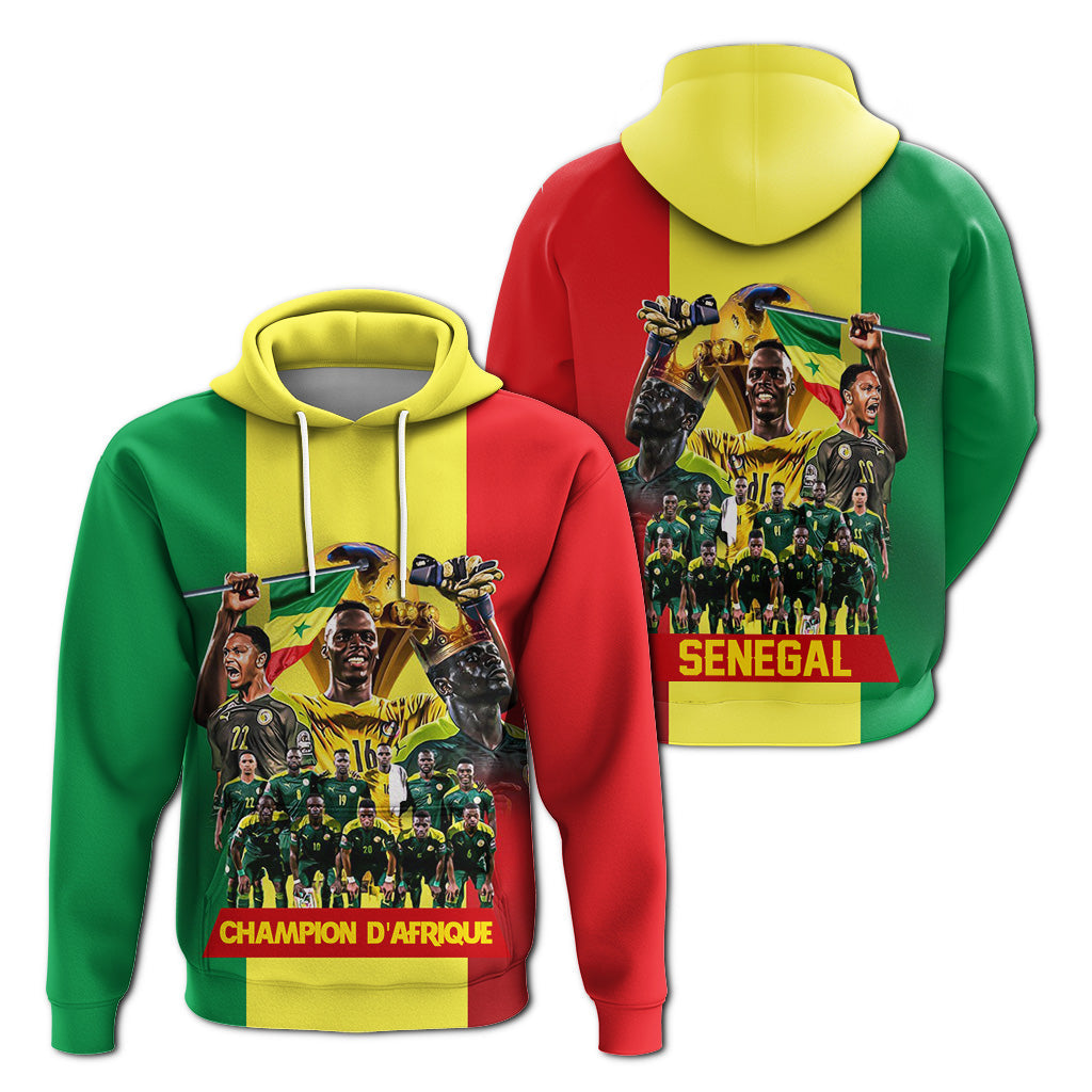 Senegal Football Champion DAfrique Hoodie Senegal Flag - Wonder Print Shop