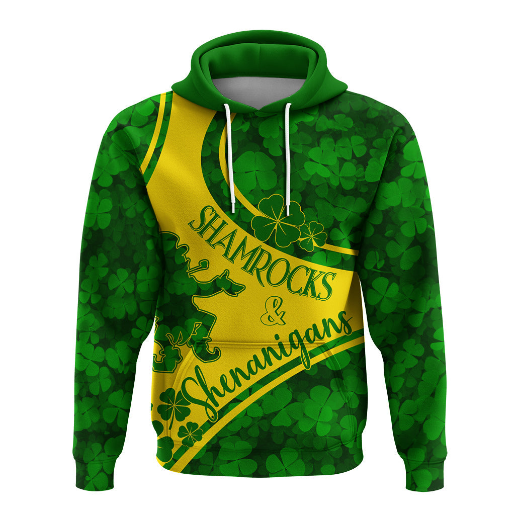 Saint Patrick Day Hoodie Shamrocks And Shenanigans - Gold Style - Wonder Print Shop