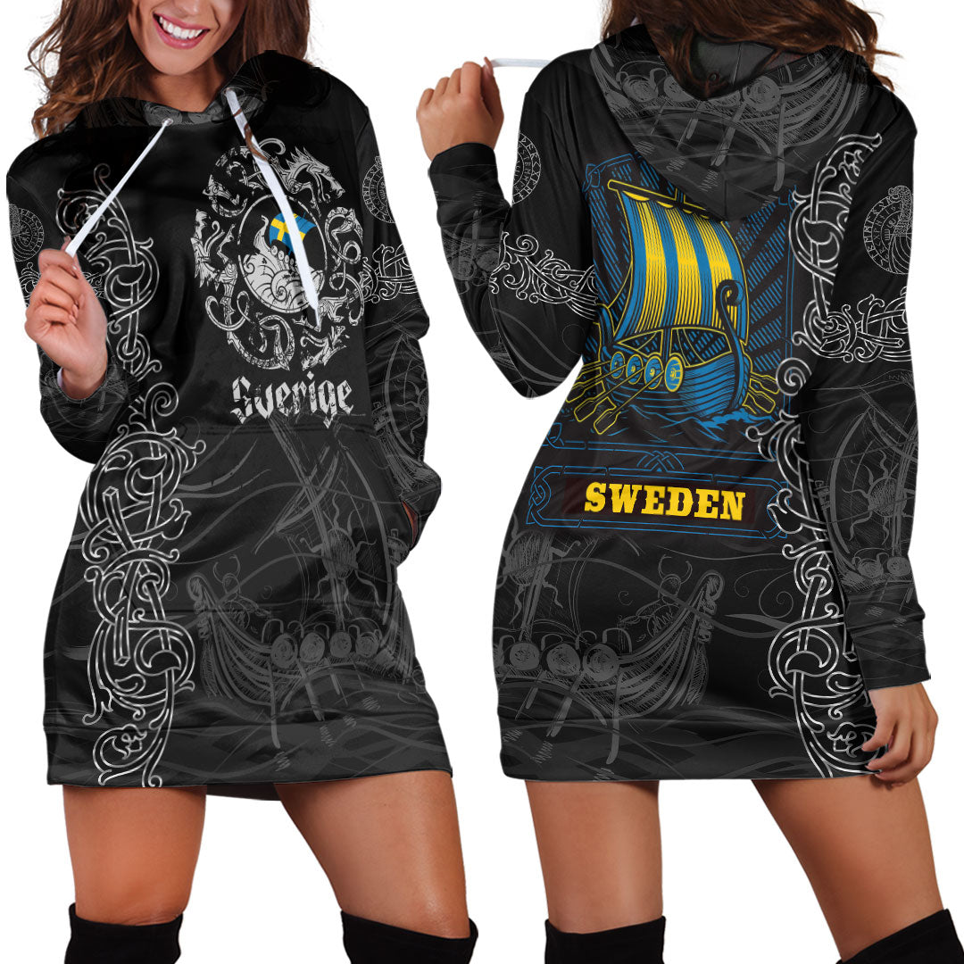 Viking Clothing Viking Drakkar Sweden Warship Hoodie Dress RLT12 - Wonder Print Shop