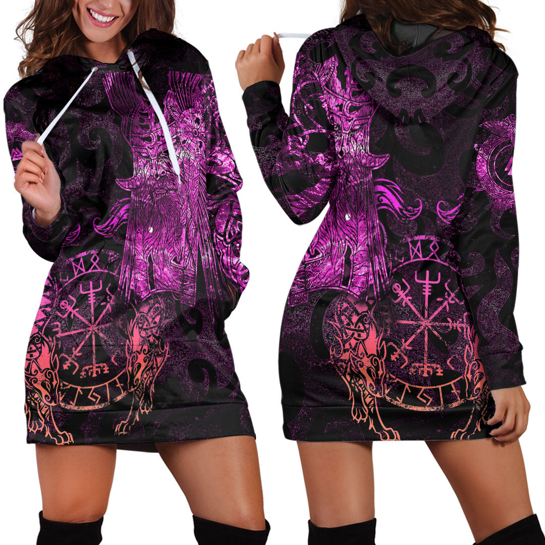 Viking Clothing Viking Odin Tattoo Pink Version Hoodie Dress RLT12 - Wonder Print Shop