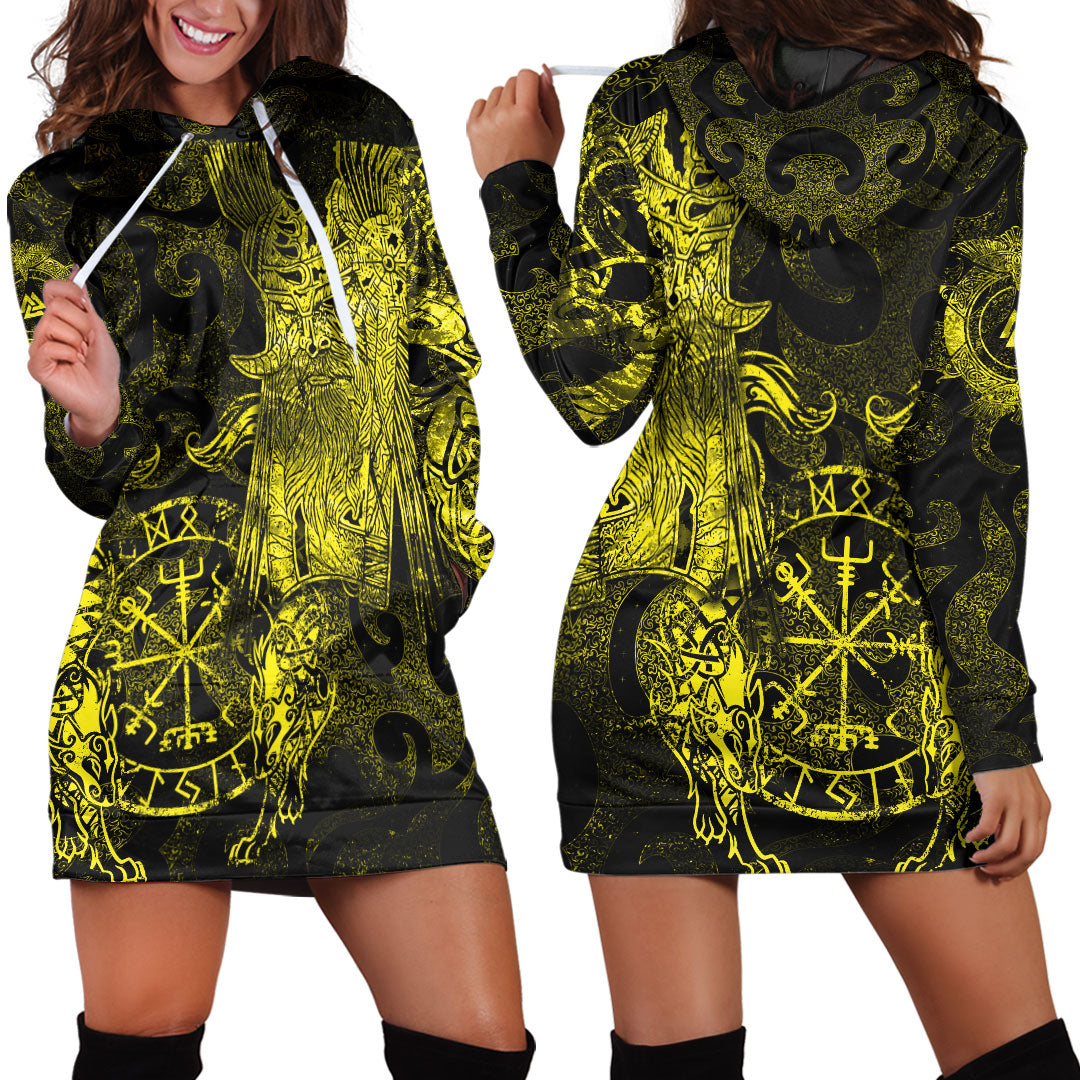 Viking Clothing Viking Odin Tattoo Yellow Version Hoodie Dress RLT12 - Wonder Print Shop