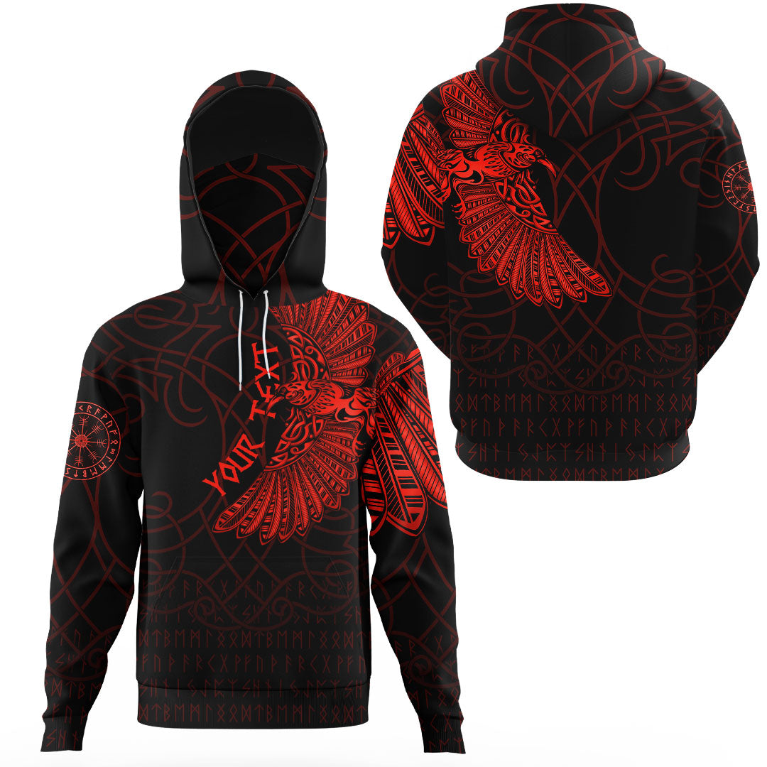 Custom Viking Clothing Odins Celtic Ravens Red Version Gaiter Hoodie RLT12 - Wonder Print Shop