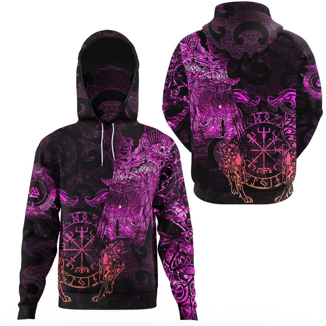 Viking Clothing Viking Odin Tattoo Pink Version Gaiter Hoodie RLT12 - Wonder Print Shop