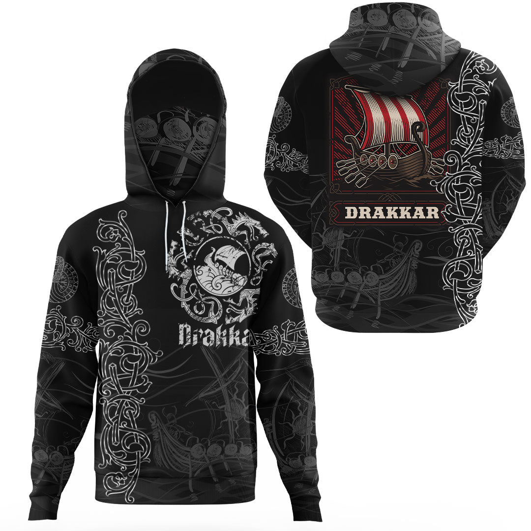 Viking Clothing Viking Drakkar Warship Gaiter Hoodie RLT12 - Wonder Print Shop