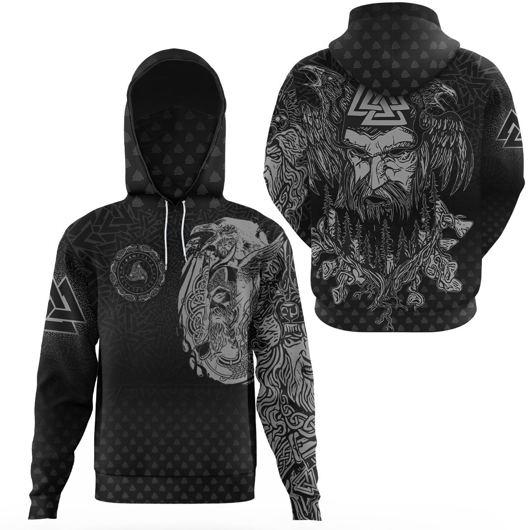 Viking Clothing Viking Odin Raven Tattoo Style Special Version Gaiter Hoodie RLT12 - Wonder Print Shop