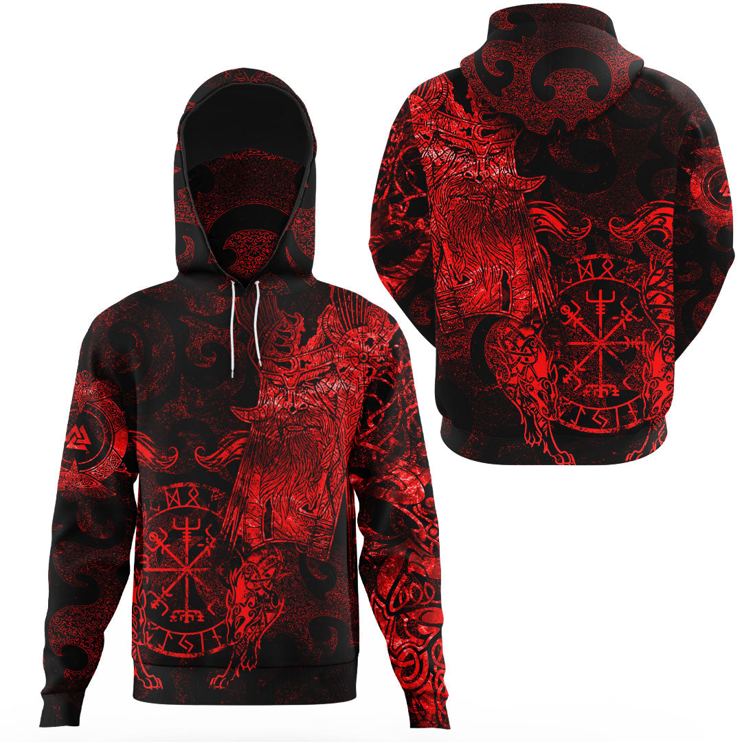 Viking Clothing Viking Odin Tattoo Red Version Gaiter Hoodie RLT12 - Wonder Print Shop