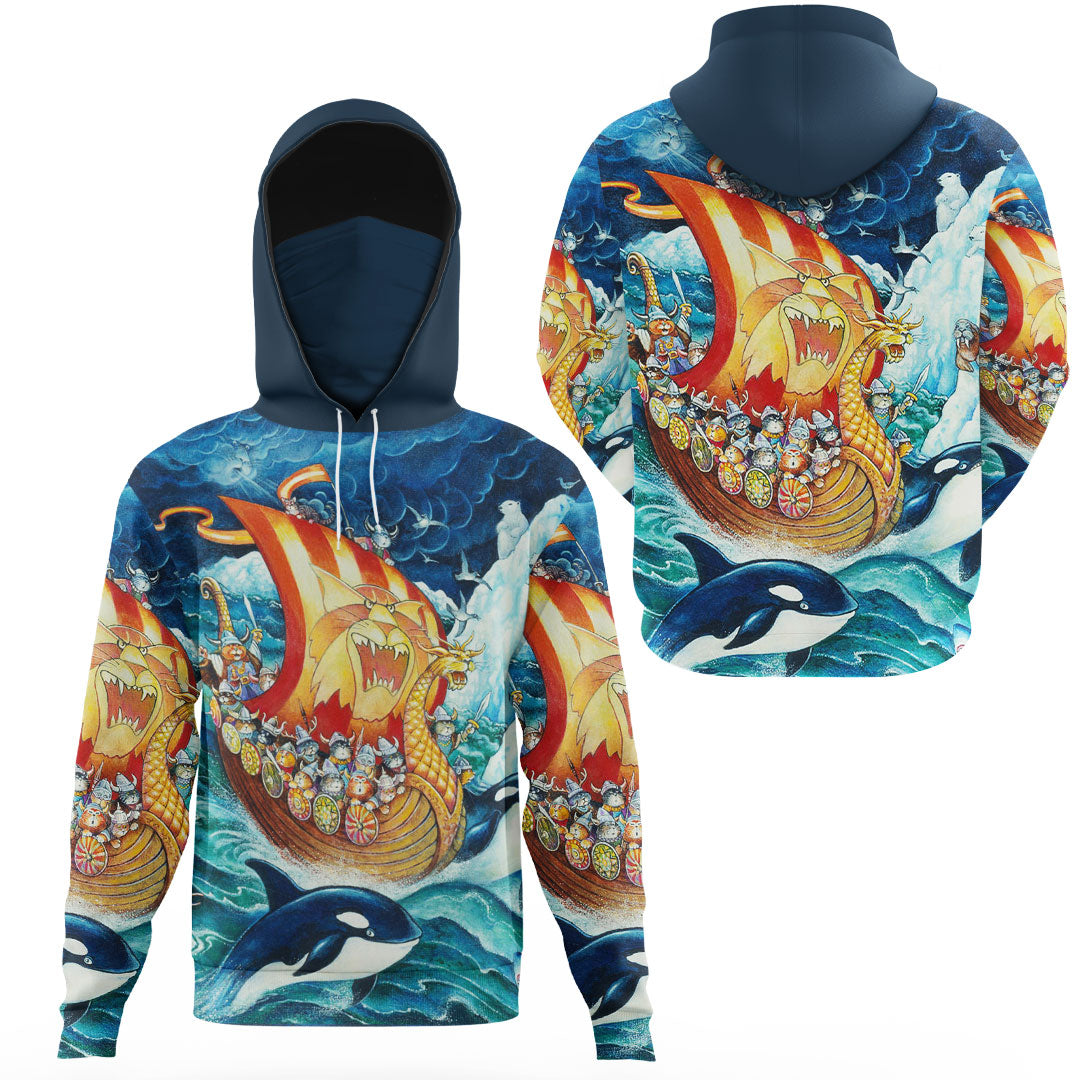 Viking Clothing Vikings Cat Drakkar Warship Gaiter Hoodie RLT12 - Wonder Print Shop