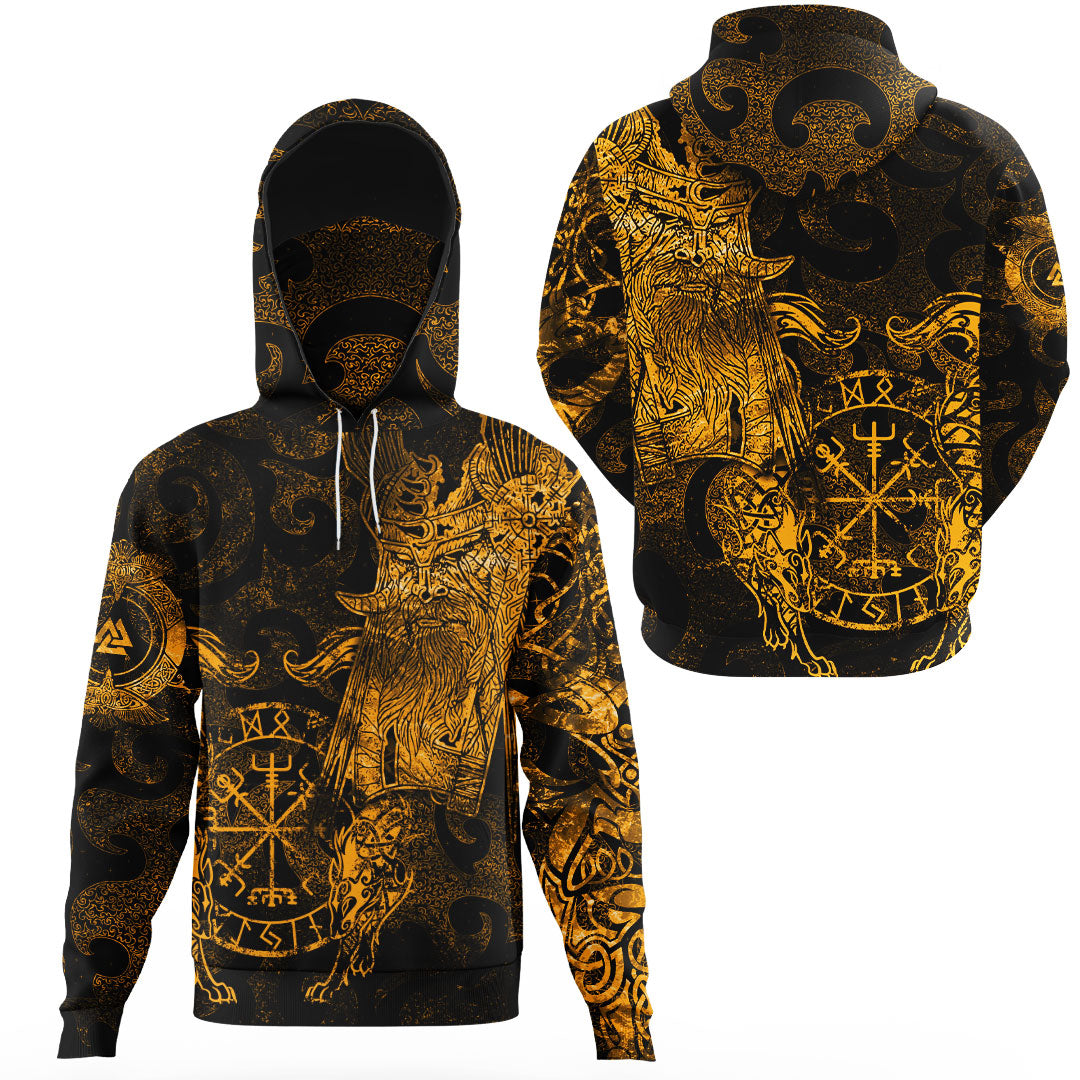 Viking Clothing Viking Odin Tattoo Gold Version Gaiter Hoodie RLT12 - Wonder Print Shop