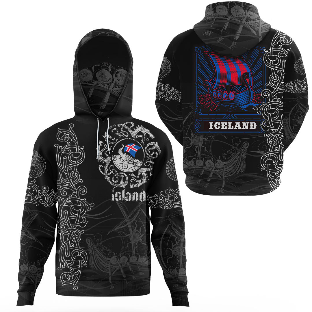 Viking Clothing Viking Drakkar Iceland Warship Gaiter Hoodie RLT12 - Wonder Print Shop